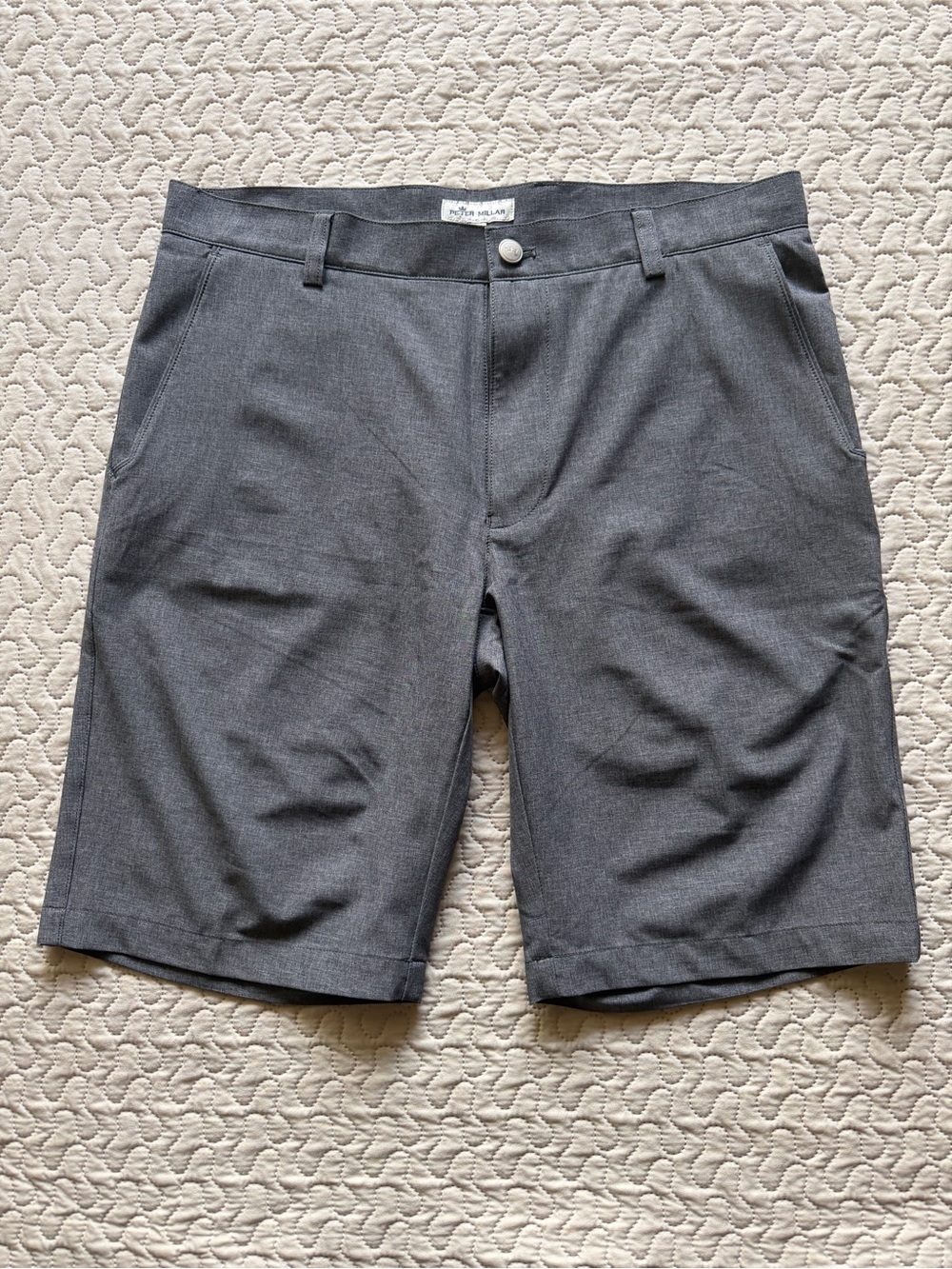 Peter Millar Mens 32 Gray Performance Golf Shorts Stretch Flat Front